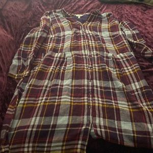 Plaid dress with pockets plus size